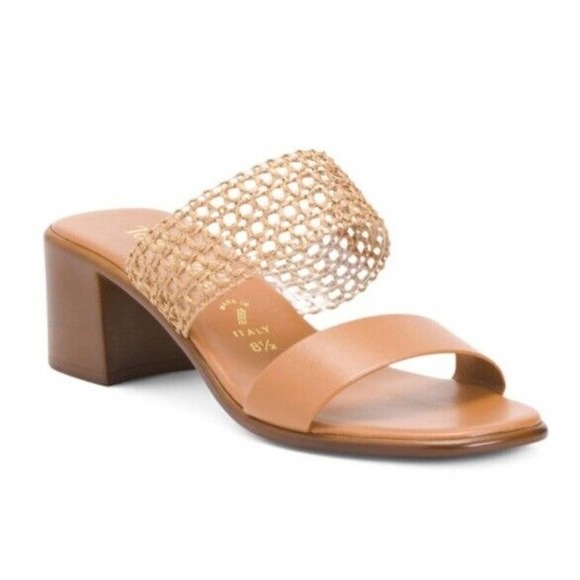 Toscanella Women’s Size 8 Gaucho Sandals Slides Raffia Chunky Heel Italy NEW - Picture 1 of 12